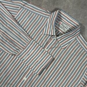 Turnbull & Asser England Mens L Button Up Shirt 17-43 Stripes Cotton French Cuff